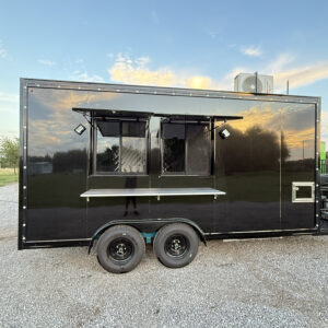 Black 8x16’ Food Trailer - Hands Wash Outside