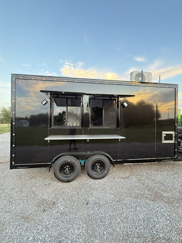 Black 8x16’ Food Trailer - Hands Wash Outside