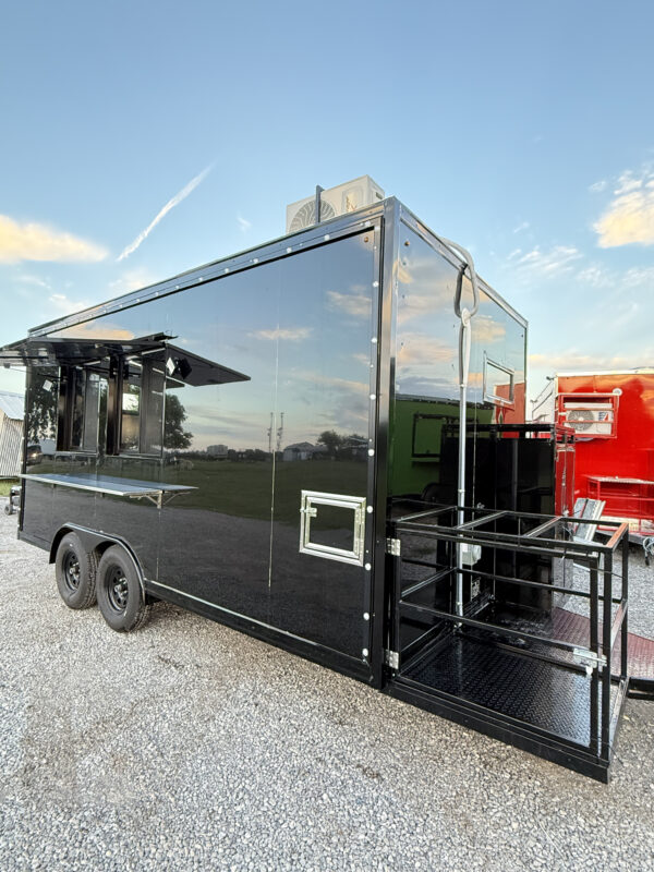 Black 8x16’ Food Trailer - Hands Wash Outside - Image 4