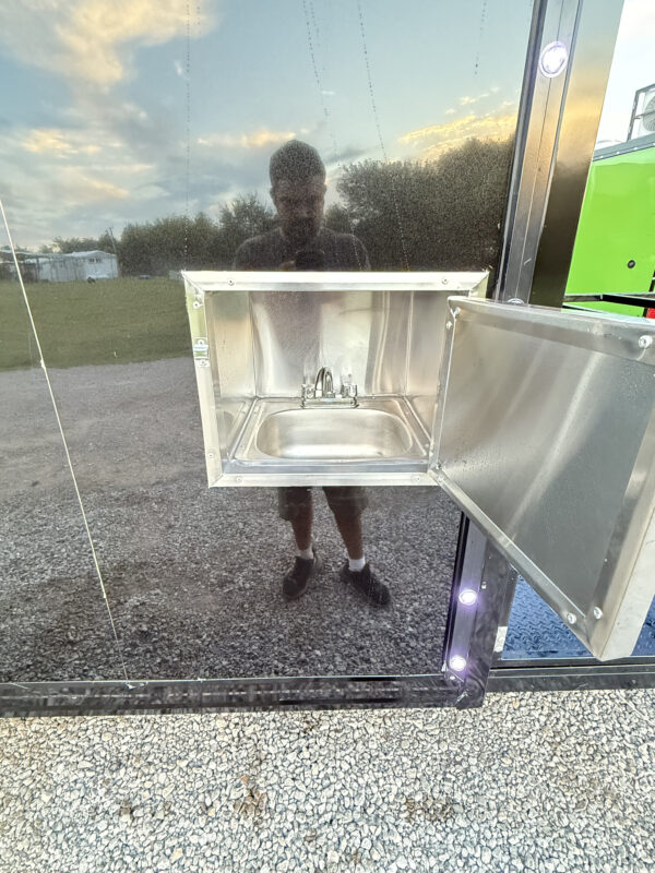 Black 8x16’ Food Trailer - Hands Wash Outside - Image 23