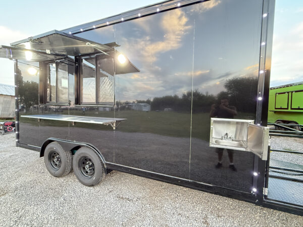 Black 8x16’ Food Trailer - Hands Wash Outside - Image 5